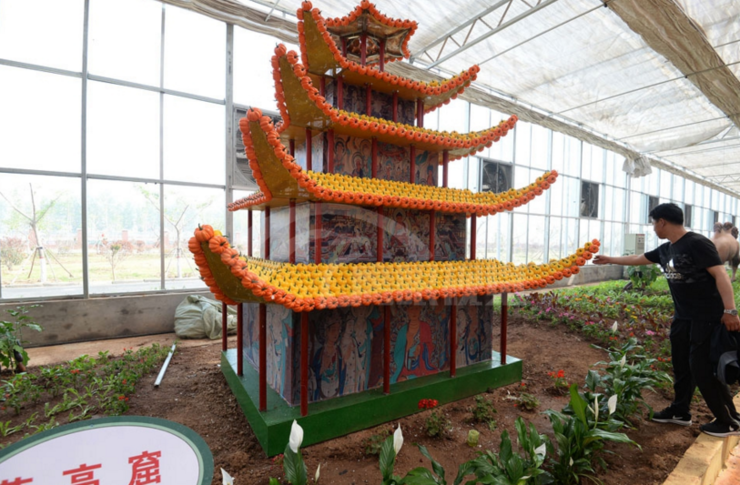 成千上万的蔬菜摆成各种造型,这样的"姜山"你要坐吗?