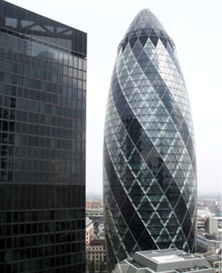 英国伦敦,st mary axe 30号 为什么酷:建筑业界将此大厦戏称为"小黄瓜