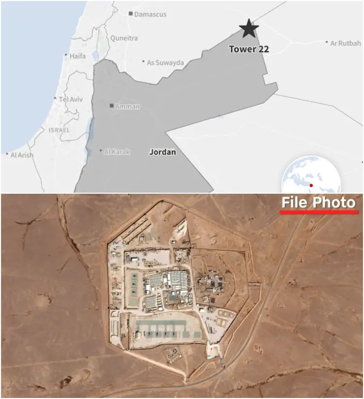 遇袭美军基地位于约旦境内，靠近伊拉克和叙利亚边境