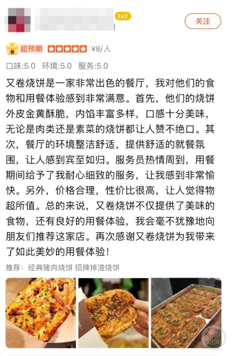 点评软件上部分热门店铺的优质长评，被网友怀疑由AI工具生成。网络图