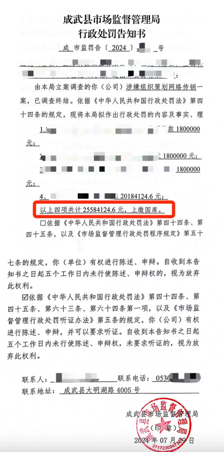 涉事企业被处罚的行政告知书。图片来源/受访者供图