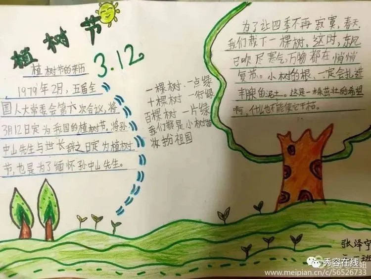 忻府区东街小学2020年植树节手抄报活动作品展-植树节手抄报比赛作品