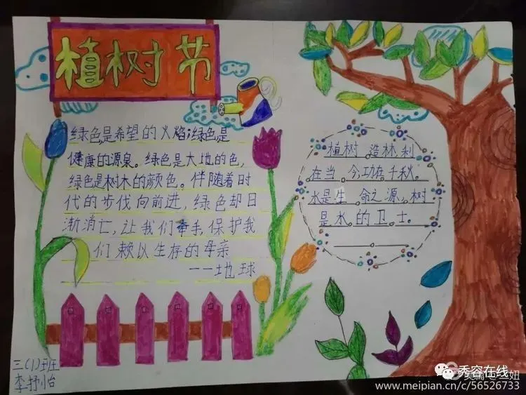 忻府区东街小学2020年植树节手抄报活动作品展-植树节手抄报比赛作品