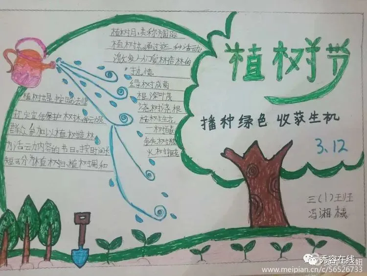 忻府区东街小学2020年植树节手抄报活动作品展-植树节手抄报比赛作品