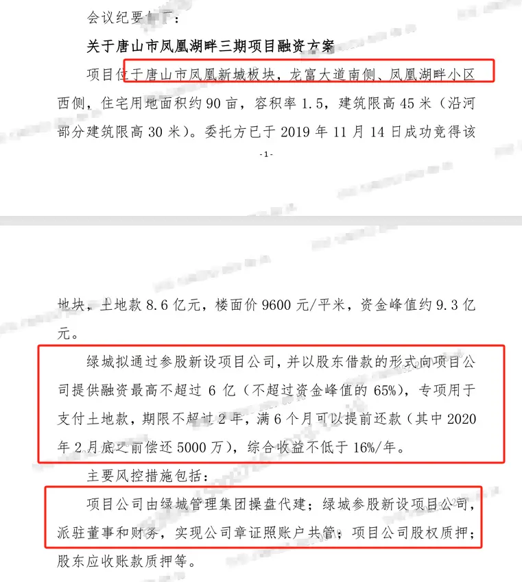 (绿城中国综合产业投资决策会第五次会议的会议纪要，受访者提供)