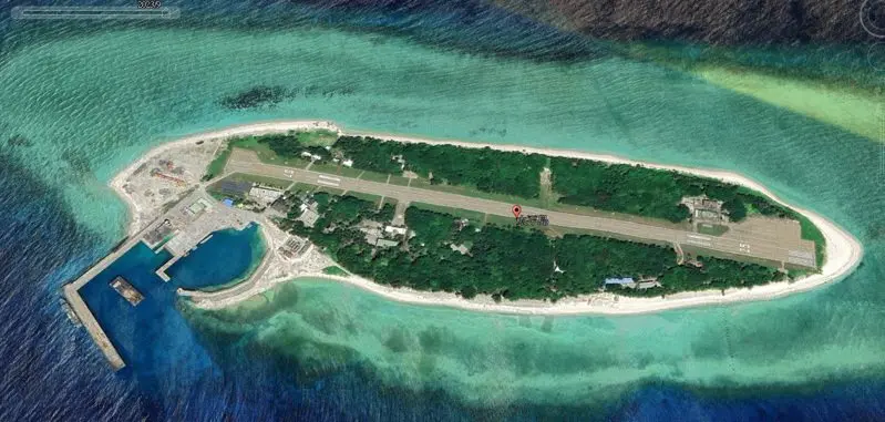 “谷歌地球”上的太平岛。 《联合报》报道配图