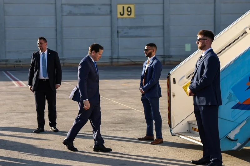 10月25日,鲁比奥乘机离开以色列前往卡塔尔多哈 IC Photo