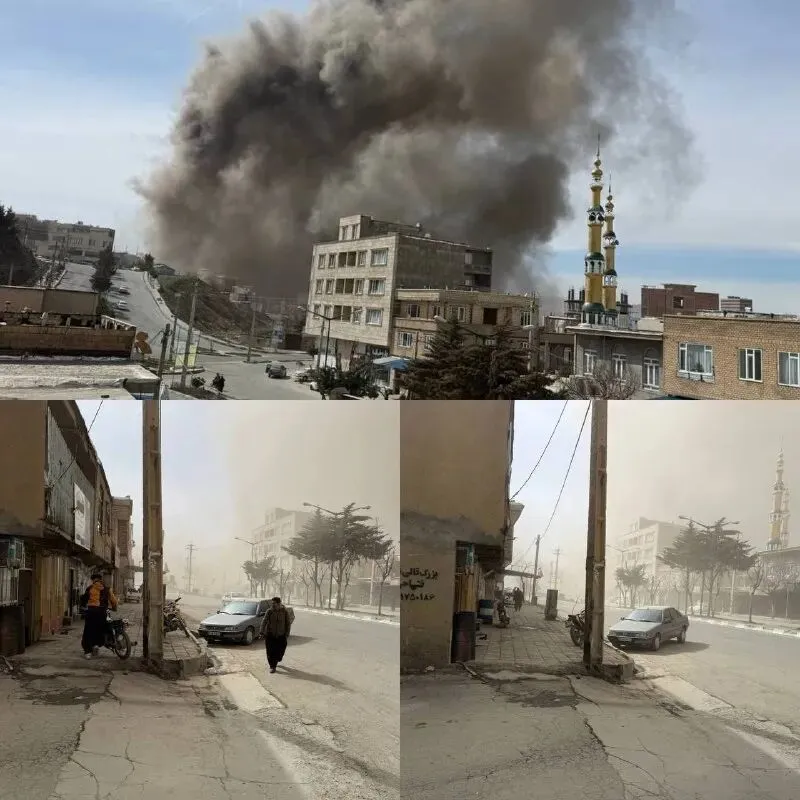 ◆巴內市的伊朗伊斯蘭革命衛隊基地遭遇空襲後濃煙升起。