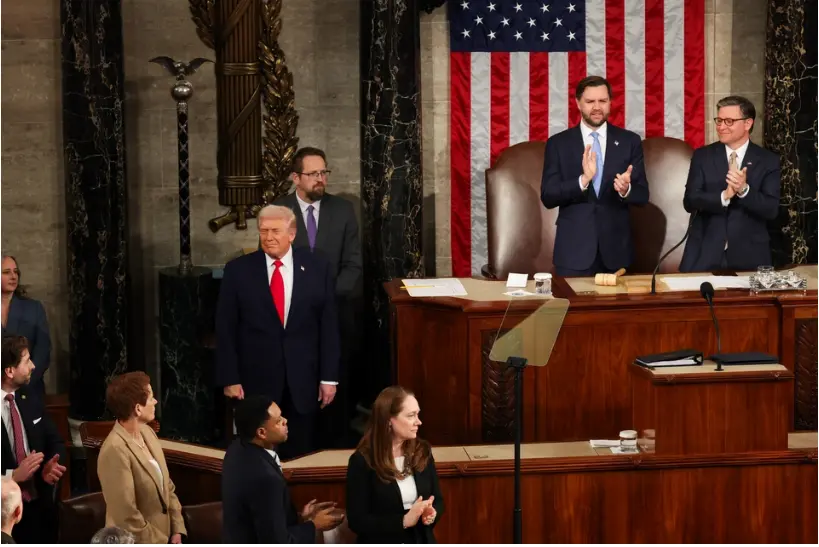 ▲2月24日，特朗普发表国情咨文。（图源：Politico）