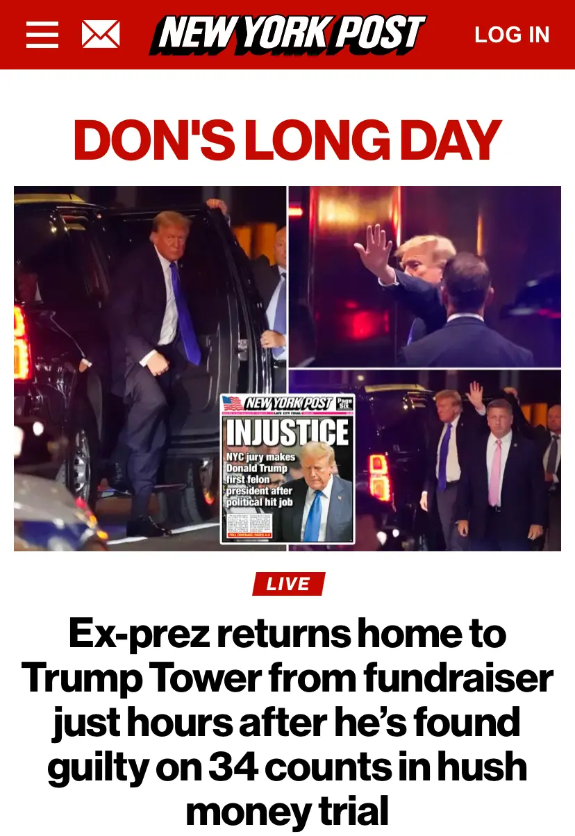 美媒整活玩梗用34个guilty报道特朗普被判有罪