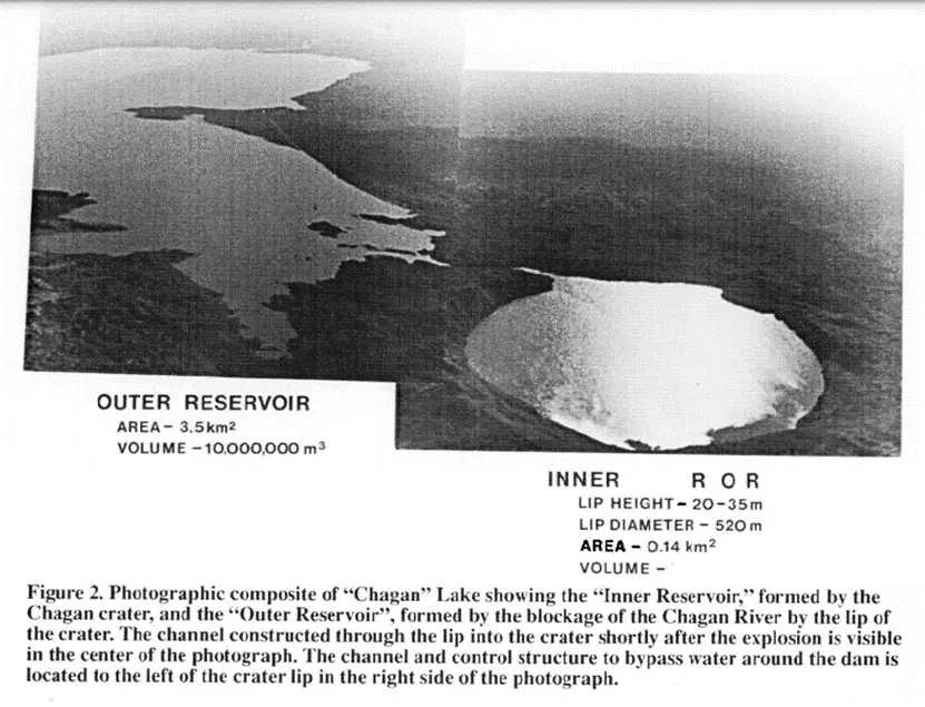 “恰刚人工湖”俯瞰图（图片来源：《苏联和平利用核爆炸计划》）