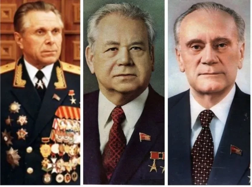 图：第聂伯帮三巨头：内务部长谢洛科夫、书记处书记基里连科、总理吉洪诺夫
