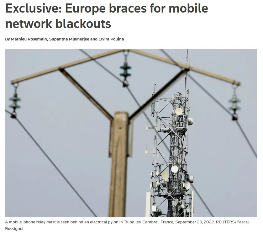 路透社报道：欧洲或面临移动网络中断危机