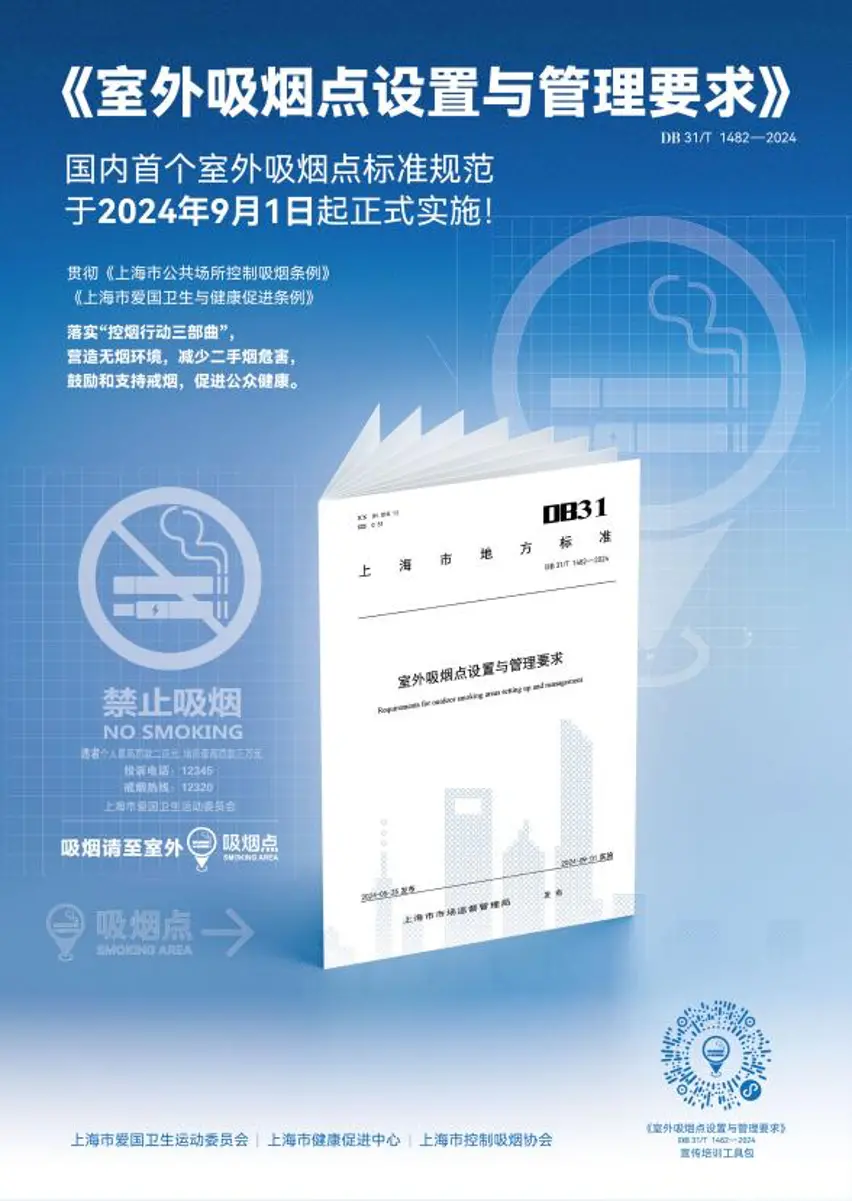 国内首个室外吸烟点标准明起正式实施。本文图片均为 上海市卫生健康委 供图