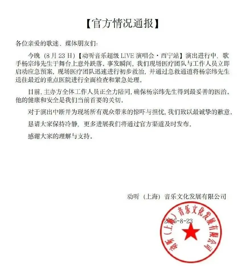 歌手杨宗纬意外从舞台跌落，凌晨发文回应：我没事，离精神小伙就一步之遥_https://www.izongheng.net_明星_第4张