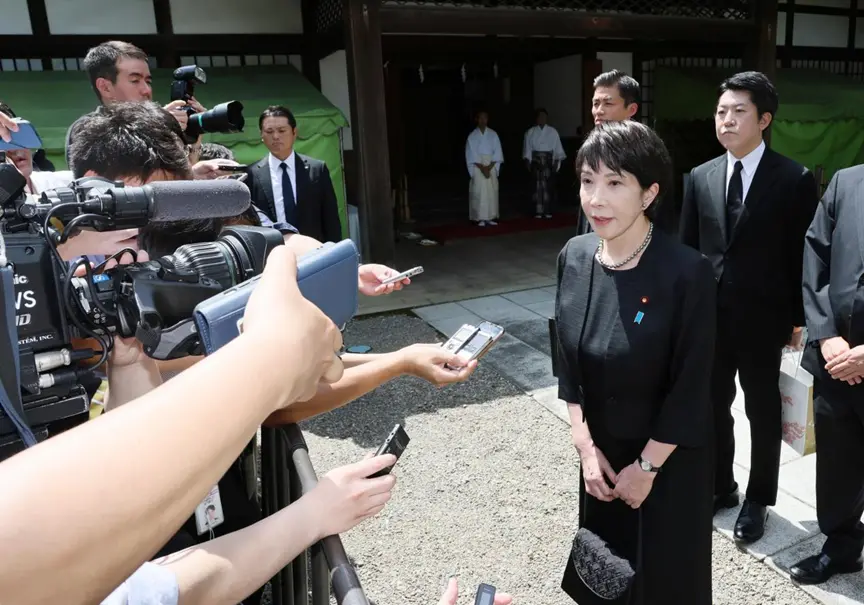 ▎8月15日，高市早苗参拜靖国神社