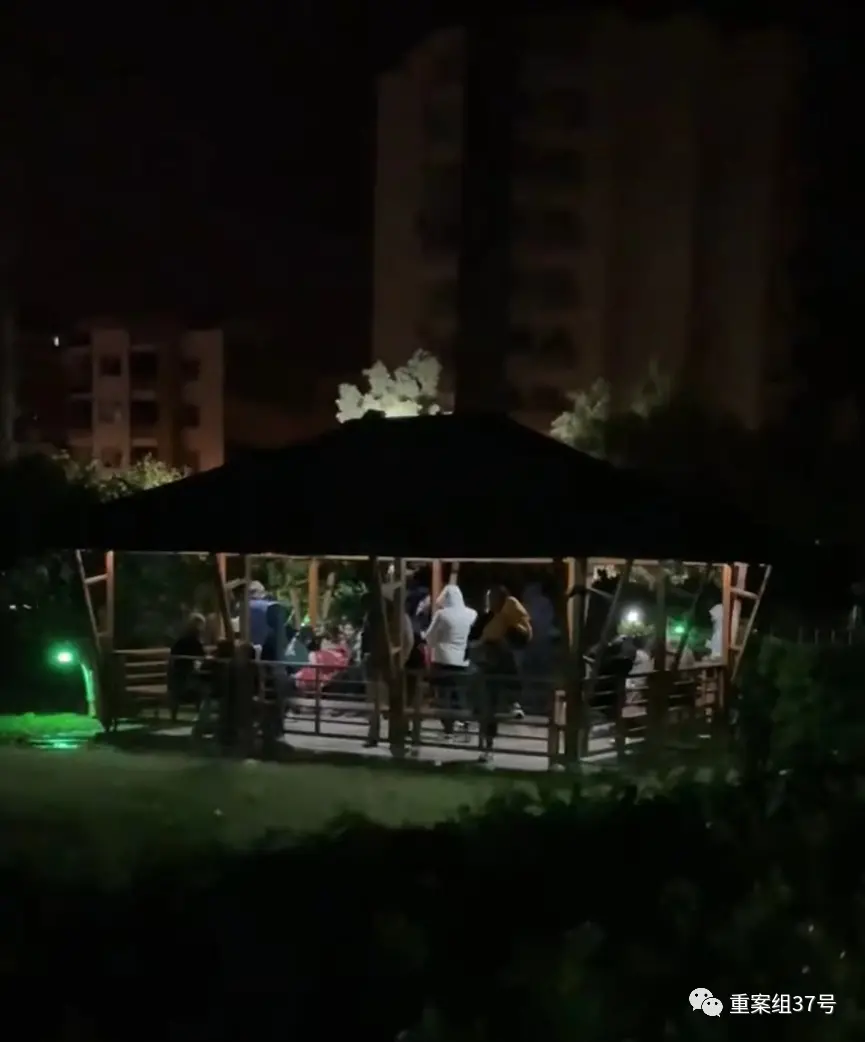 地震发生后,艾夏和大胡所住的小区里,人们都跑到空旷地带避险。受访者供图