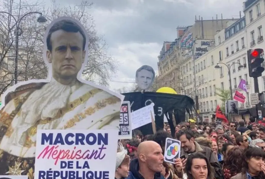 2023年，全法超百萬上街抗議延後退休改革