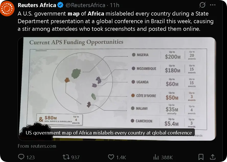 美国政府国际会议出糗 AI标注地图 每个国家都弄错