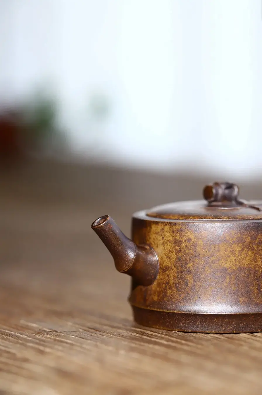 古錫 唐物 廻龍閣陳永高光店 菱花形錫茶壺 古