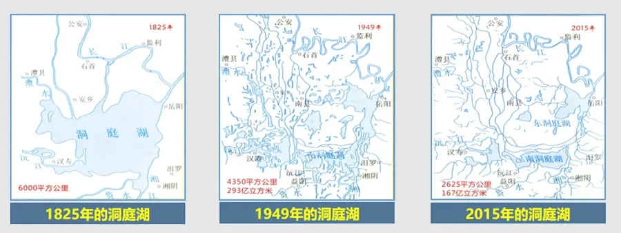 ▲洞庭湖水面面积变化。（图源：湖南省人民政府门户网站）