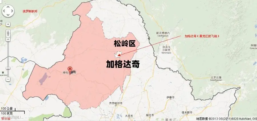 ▲许多地图只把加格达奇标成黑龙江的范围，而松岭区则划归内蒙古