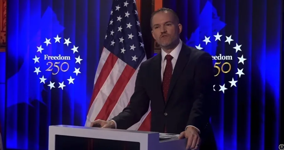 当地时间周二,美国贸易代表格里尔在达沃斯发表演讲。美国贸易代表办公室视频截图