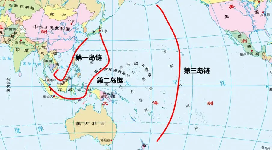 美国三重“岛链”示意图。