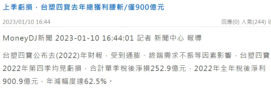 ▲台塑集团最重要的四个公司去年营收下降，但也有惊人的900亿元（台币）。
