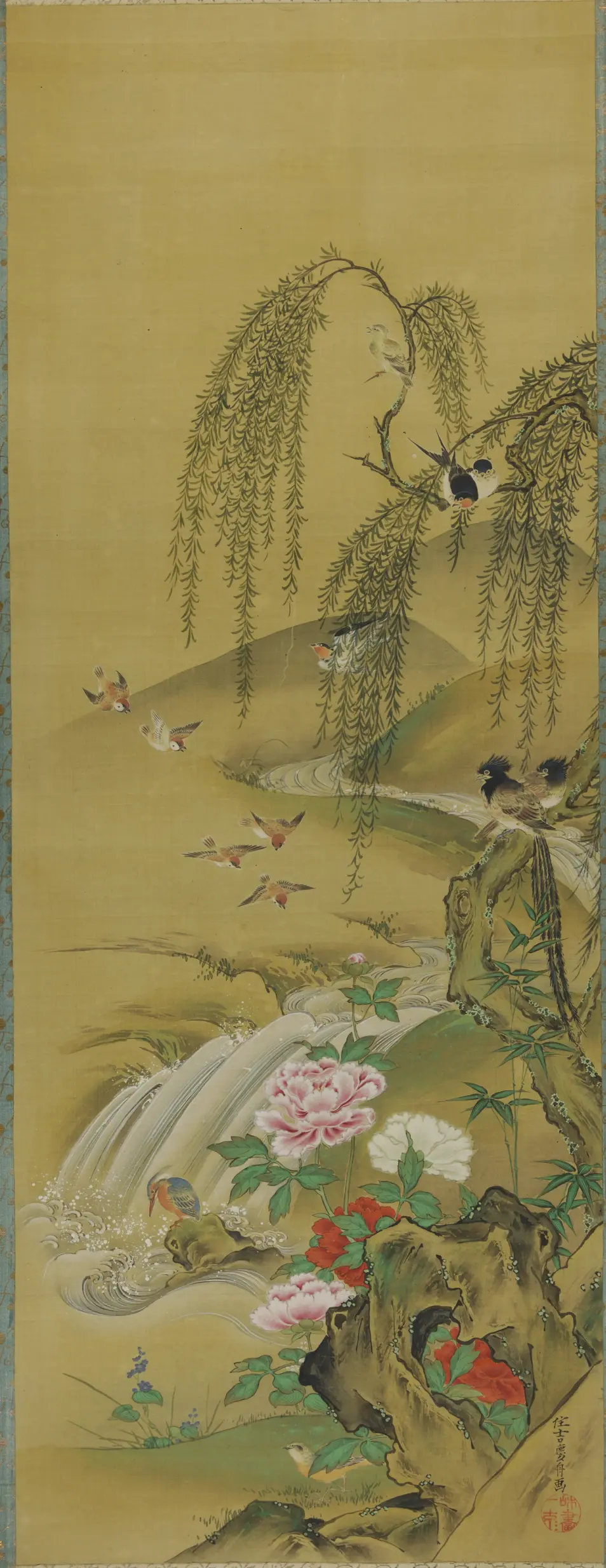 板谷広当（1729-1797），《花鸟图（春）》，绢本设色，立轴，1777-1781，日本。