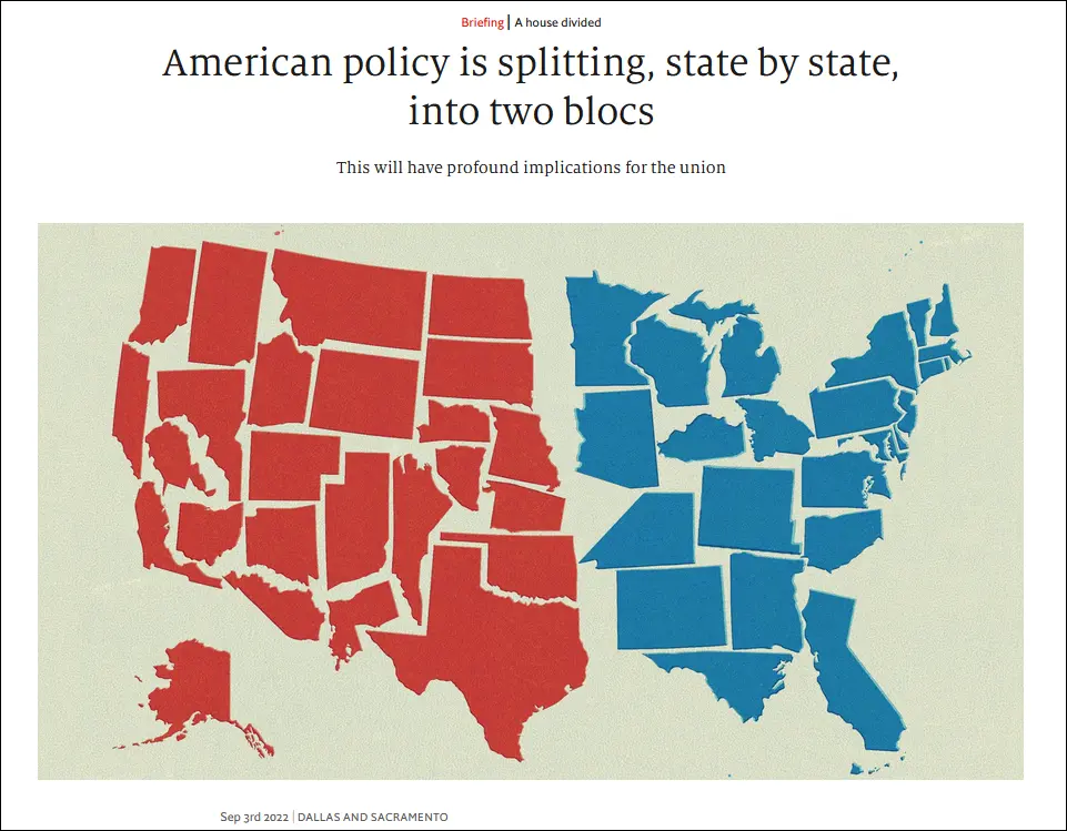 封面故事：美国政策正在分裂，一个州接一个州，分成了两大集团