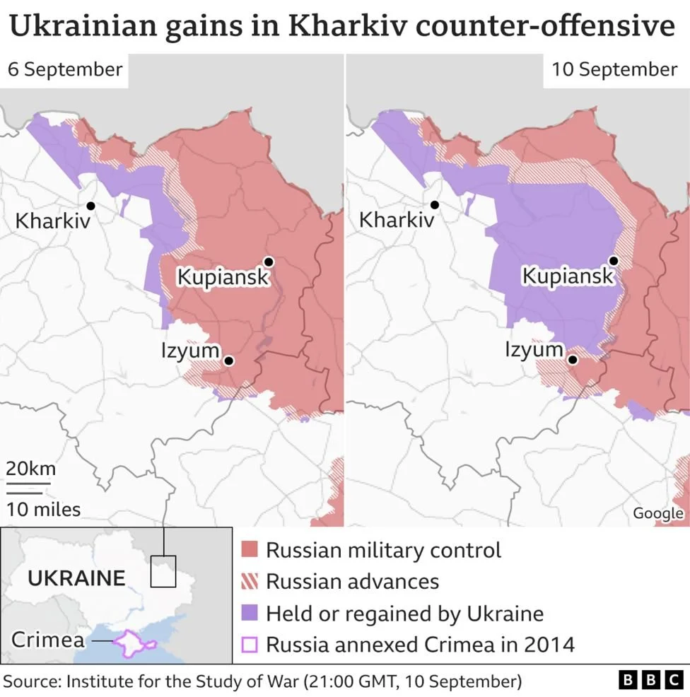 9月6日和10日俄乌冲突局势对比